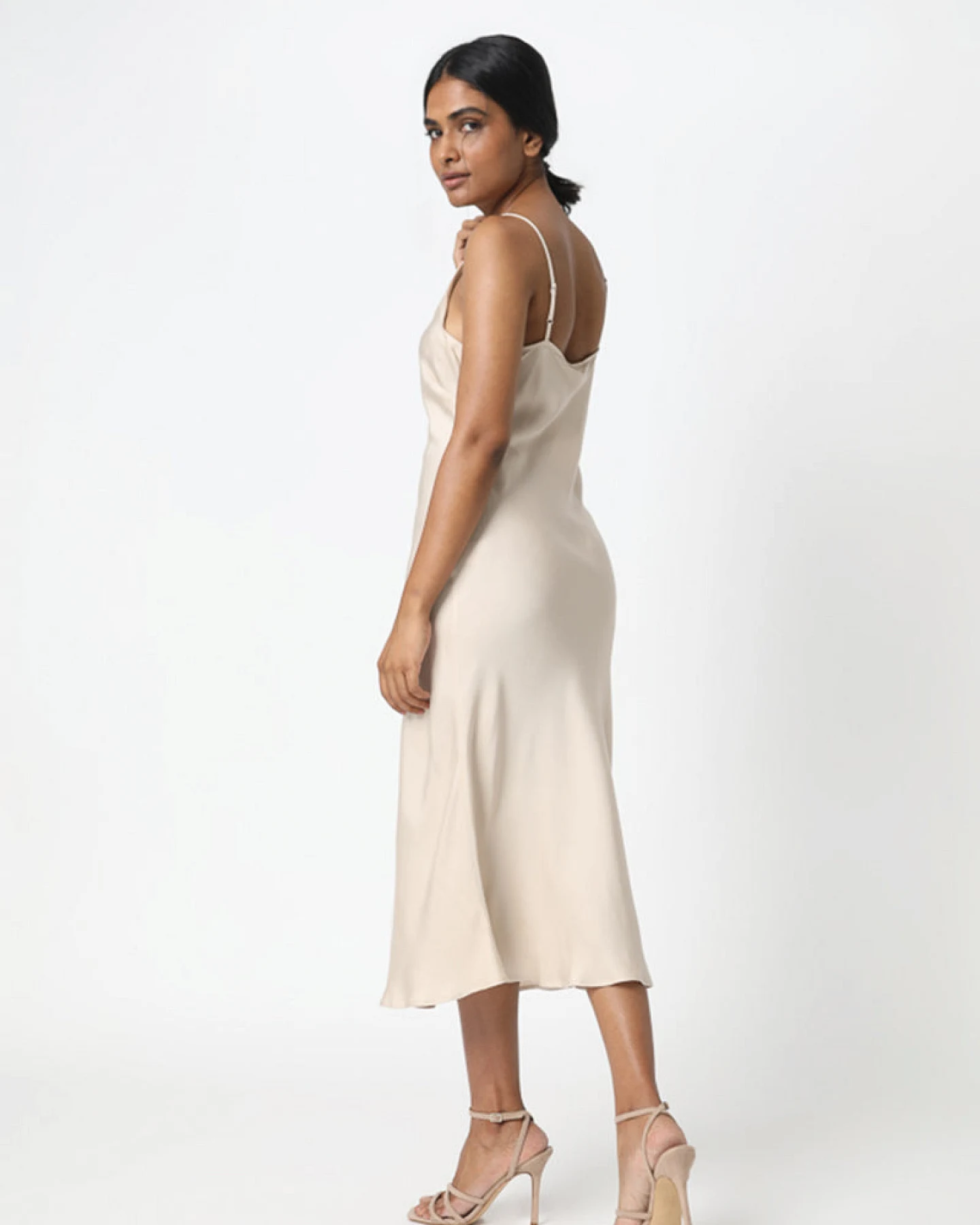 Neu Nomads Damen vegan Kleid Bias Slip Champagner – Ansicht 2