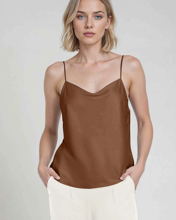 Neu Nomads Damen vegan Top Camisole Cowl Neck Cognac Braun