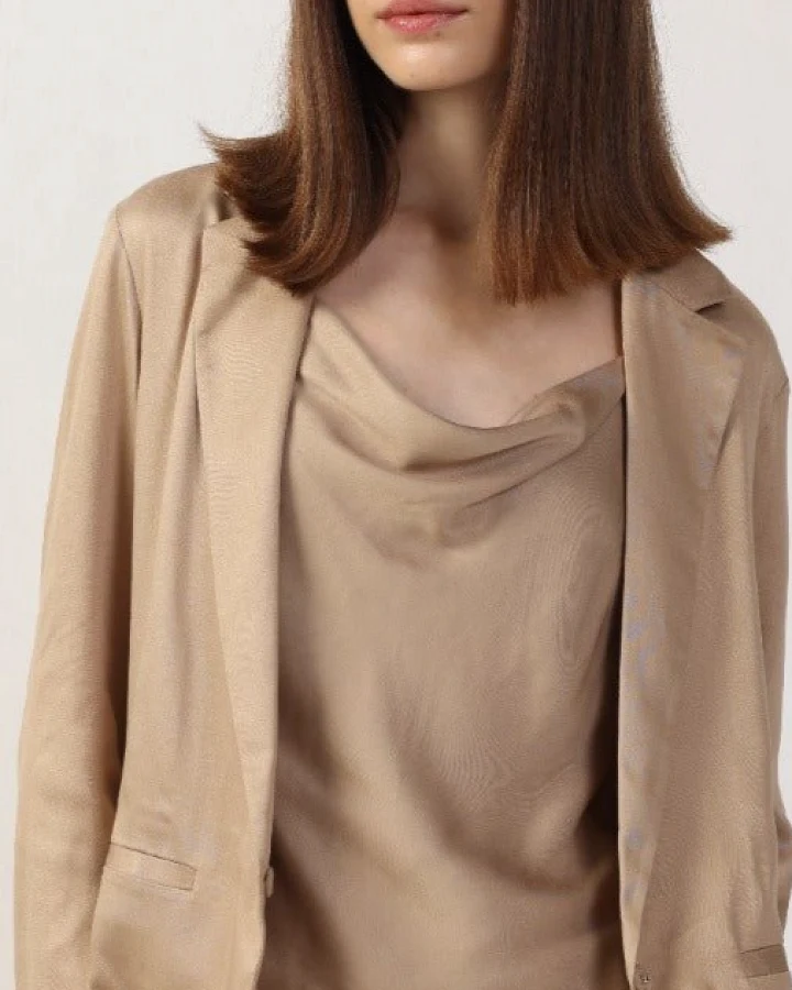 Neu Nomads Damen vegan Top Camisole Cowl Neck Goldie Beige
