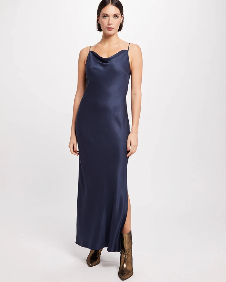 Neu Nomads Damen vegan Kleid Cowl Neck Gown Midnight