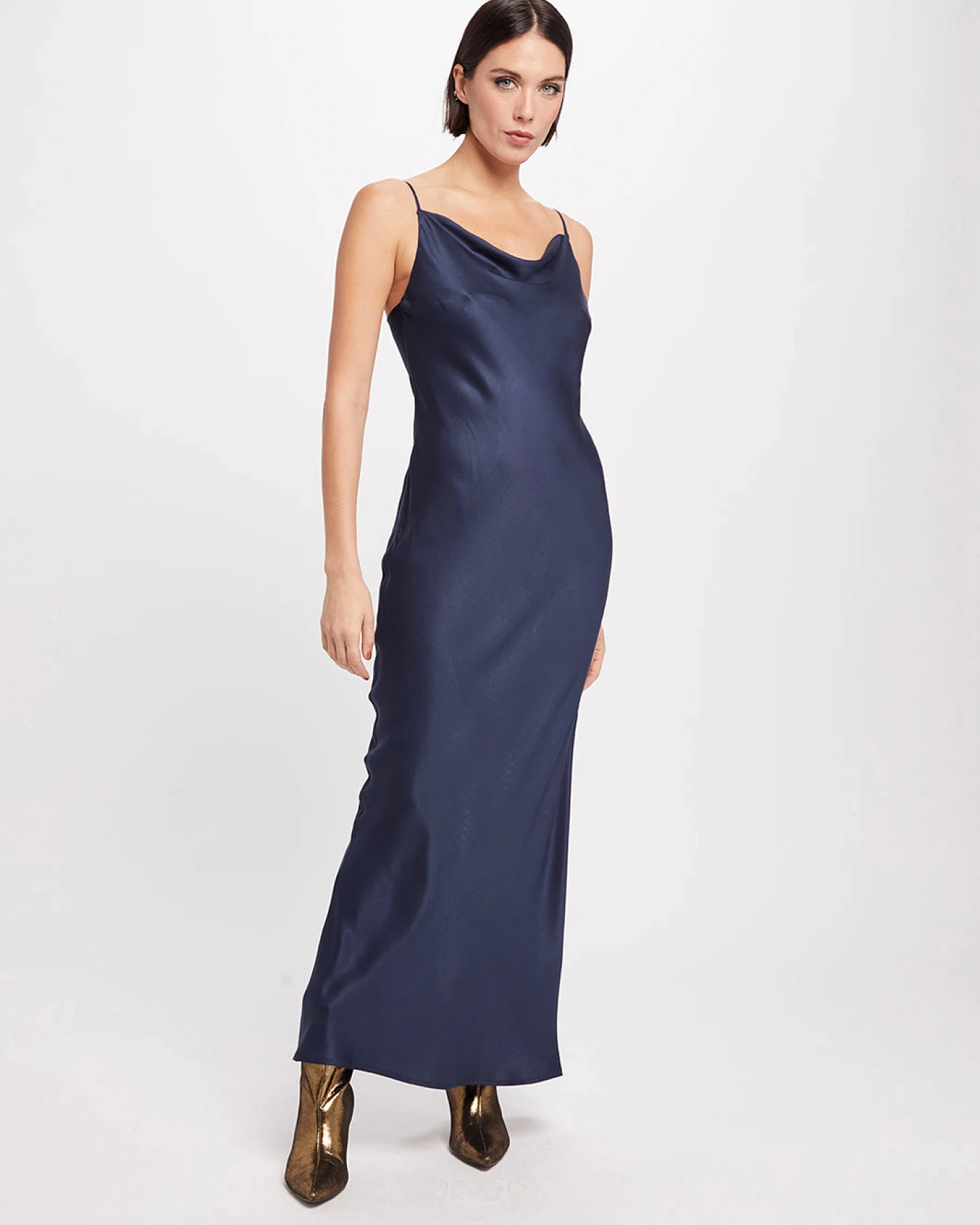 Neu Nomads Damen vegan Kleid Cowl Neck Gown Midnight – Ansicht 2