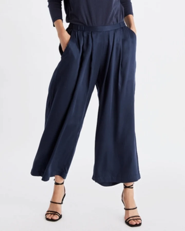 Neu Nomads Damen vegan Hose Cropped Palazzo Mitternachtsblau