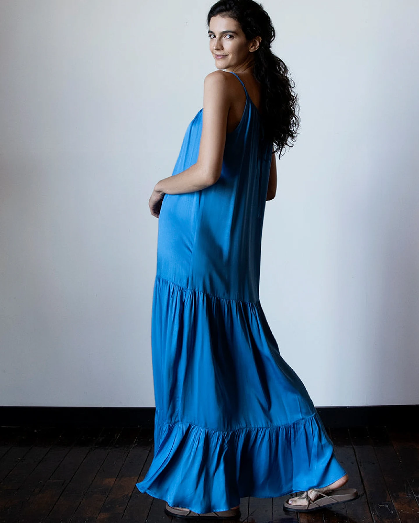 Neu Nomads Damen vegan Kleid Barcelona Maxi Azurblau – Ansicht 2