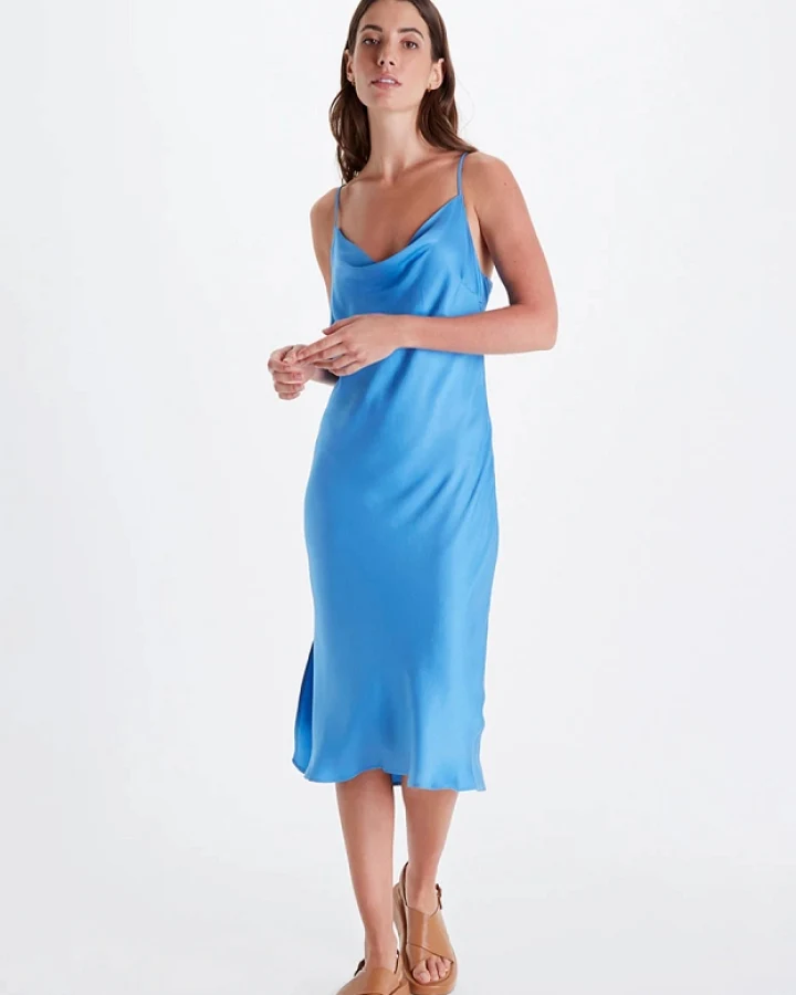 Neu Nomads Damen vegan Kleid Cowl Neck Azure
