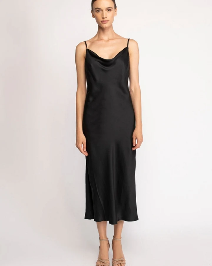 Neu Nomads Damen vegan Kleid Cowl Neck Schwarz