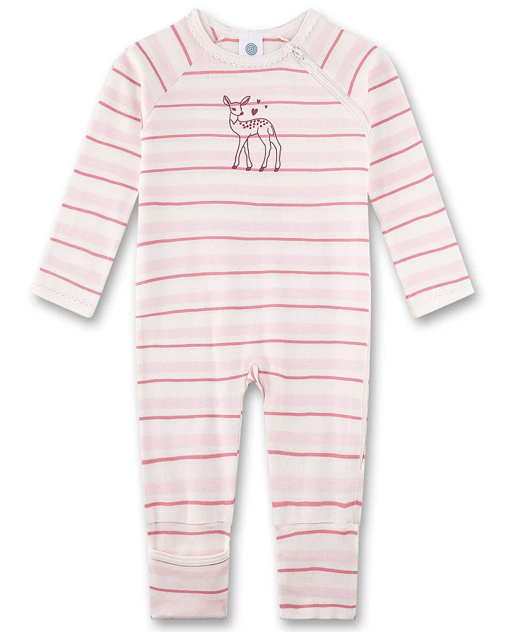 Sanetta - Schlafstrampler "Rehkitz" rosa geringelt