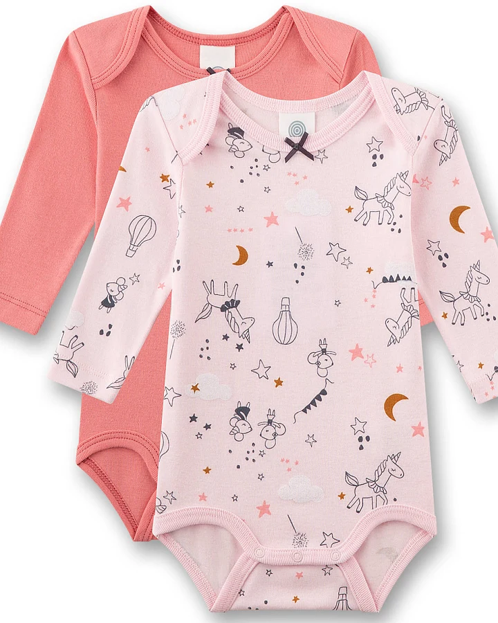 Sanetta - Langarmbody-Set "Magie" rosa-apricot