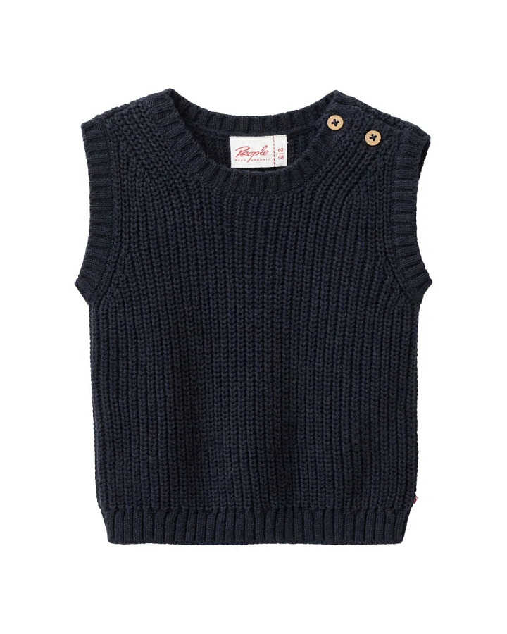 People Wear Organic - Strick-Pullunder dunkelblau mélange