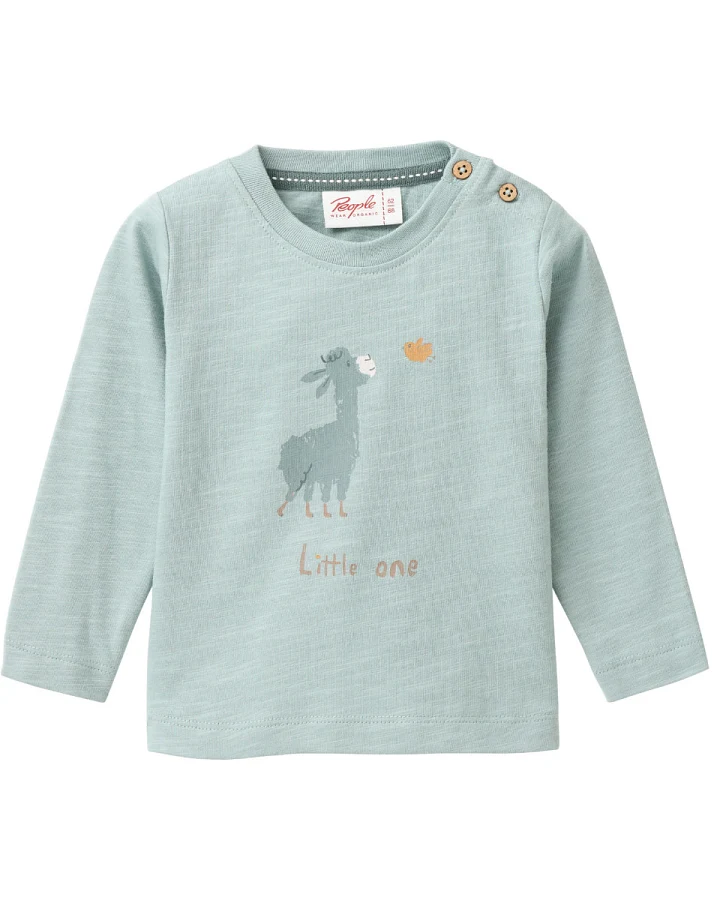 People Wear Organic - Langarmshirt "Lama little one" mint