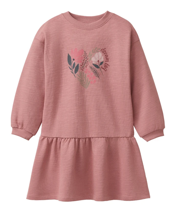 People Wear Organic - Sweat-Kleid "Blume" altrosa
