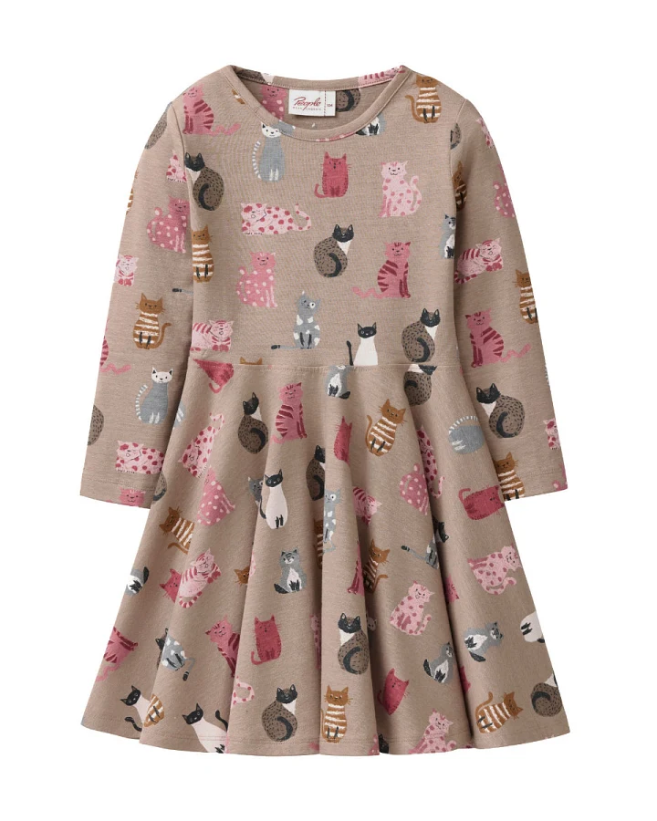 People Wear Organic - Langarm-Kleid "Katze" taupe