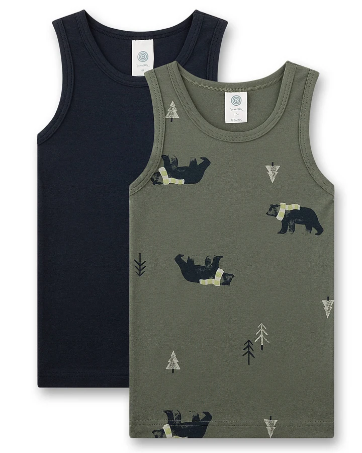 Sanetta - Unterhemd-Set "Bär" olive-schwarz