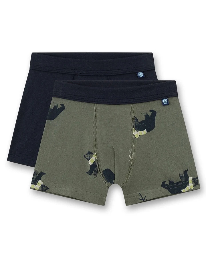 Sanetta - Boxershorts-Set "Bär" olive-schwarz