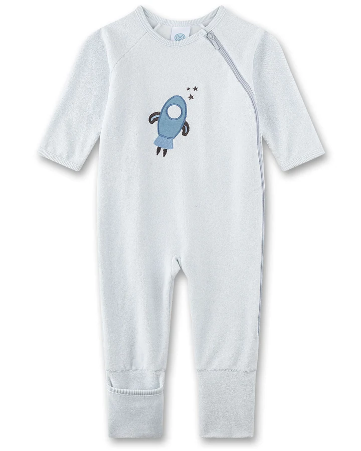 Sanetta - Frottee-Schlafstrampler "Rakete" hellblau