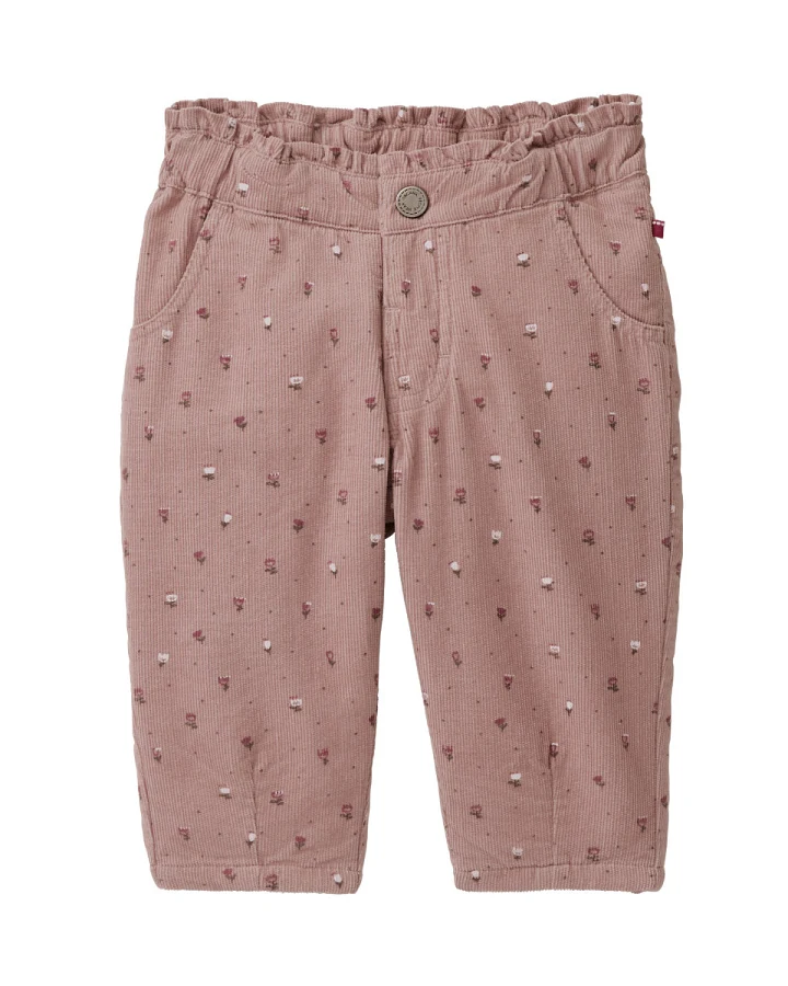 People Wear Organic - Feinkord-Hose geblümt altrosa
