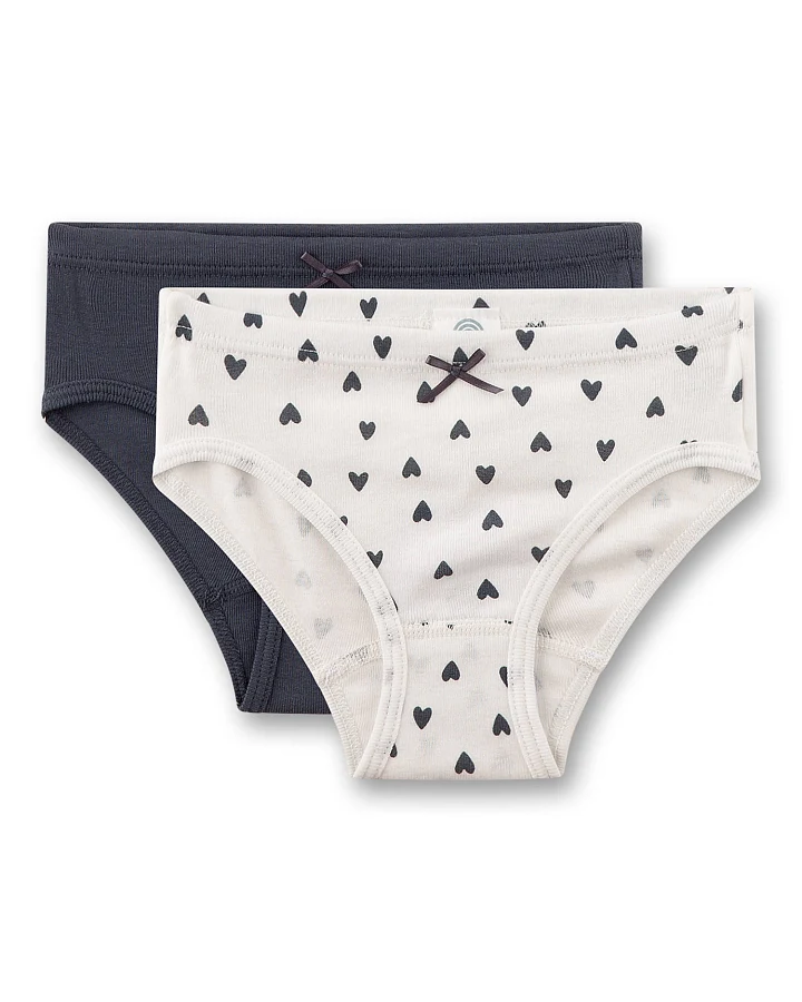 Sanetta - Slip-Set "Herzchen" weiß-schwarz