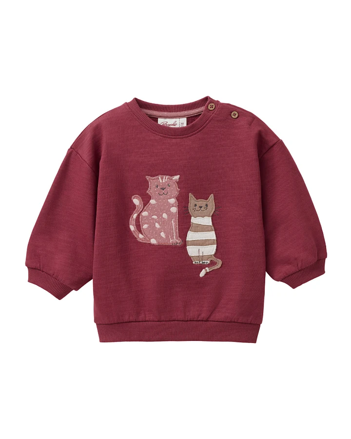 People Wear Organic - Sweat-Pullover "Katze" bordeaux