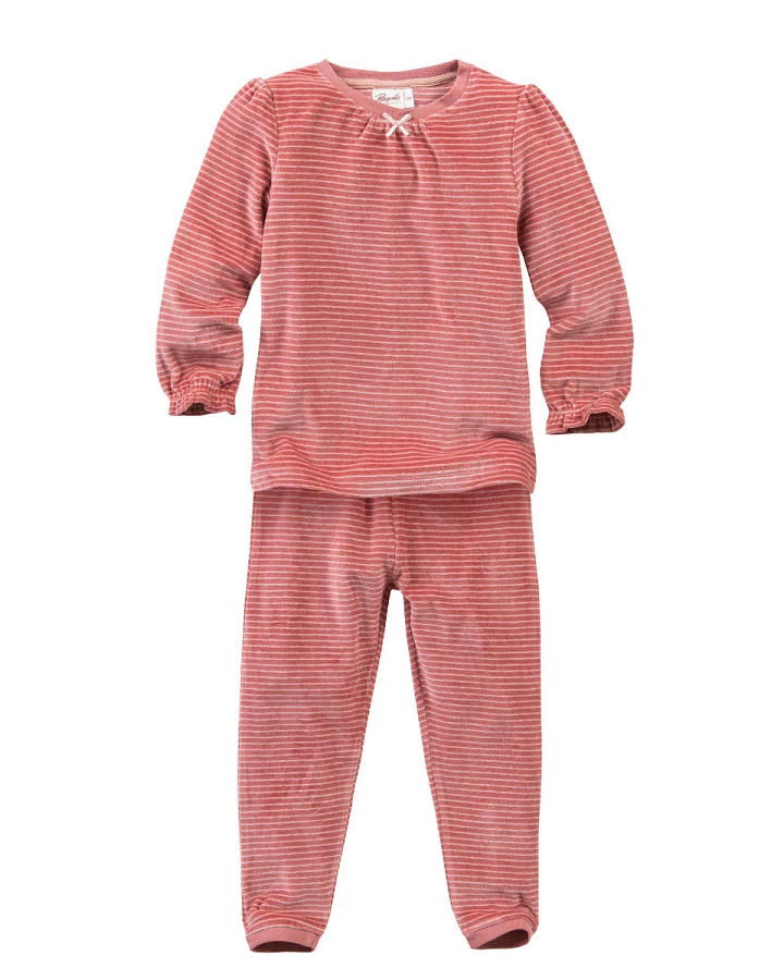 People Wear Organic - Nicki-Schlafanzug beere geringelt