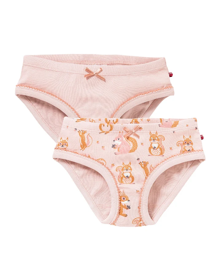 People Wear Organic - Mädchen-Slips 2er Pack "Eichhörnchen" rosa