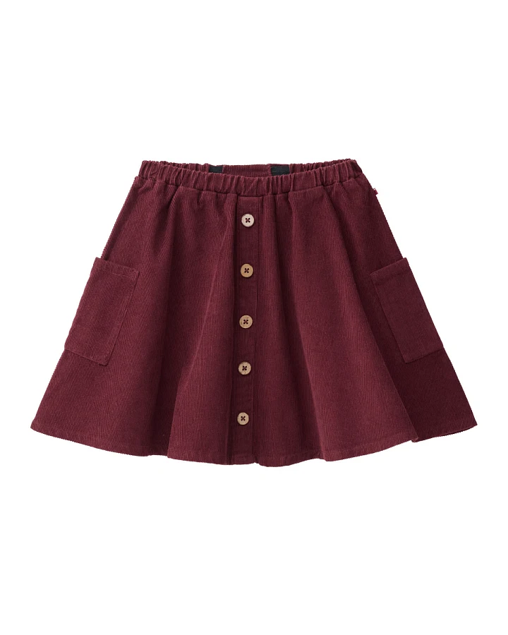 People Wear Organic - Kord-Rock mit Zierknöpfen bordeaux