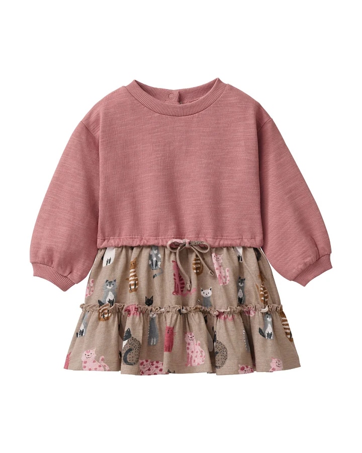 People Wear Organic - Sweat-Kleid "Katze" altrosa