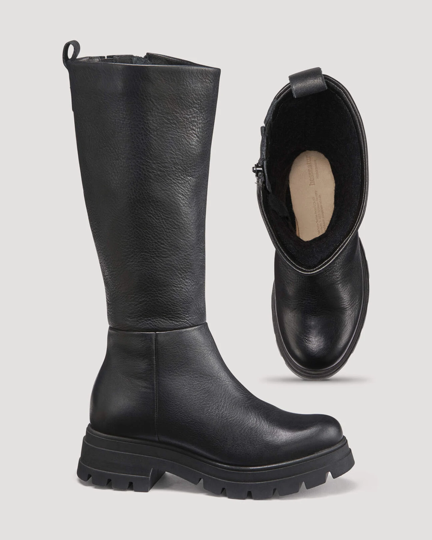 hessnatur Damen Langschaft-Stiefel aus chromfrei gegerbtem Leder - schwarz - Größe 39 – Ansicht 3