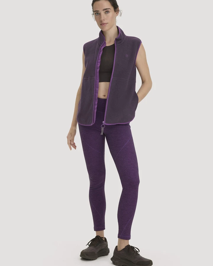 hessnatur Loungewear Leggings Medium Cut ACTIVE FUNCTIONAL aus Bio-Merinowolle und Bio-Baumwolle - lila - Größe L