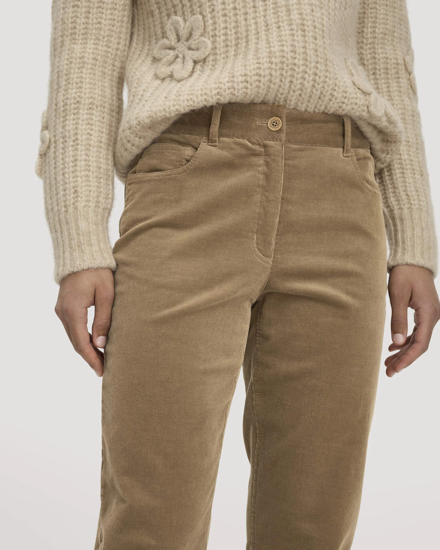 hessnatur Damen Gewebe Cord Hose Straight Leg aus Bio-Baumwolle - braun - Größe 44 – Ansicht 3