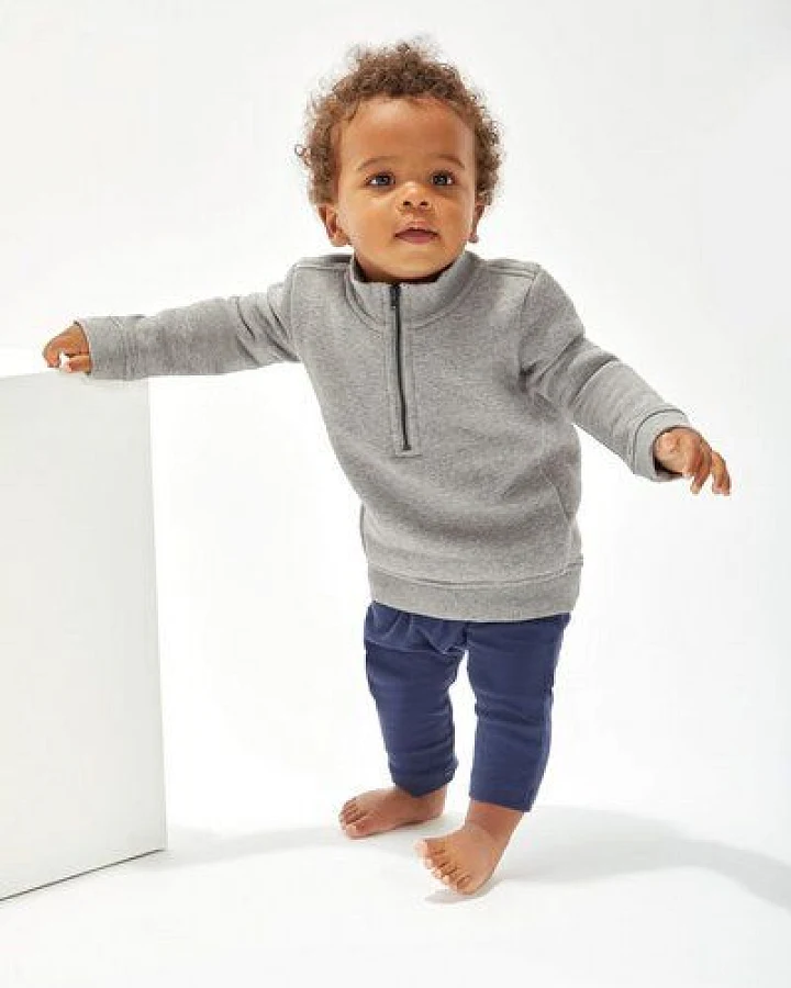 Babybugz Baby Organic Quarter Zip Sweatshirt Sweater Pullover Bio Baumwolle Auslaufartikel zu reduzierten Preisen!