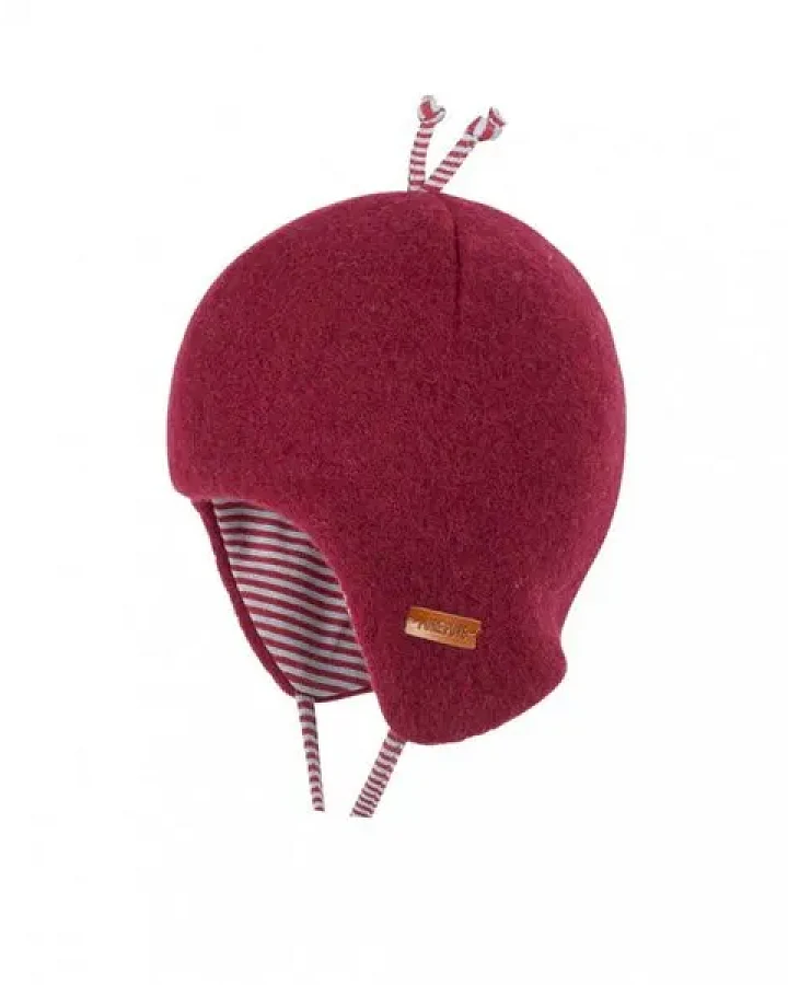 Pure pure by Bauer Wollfleece Babymütze in burgundy zum binden von pure-pure by Bauer