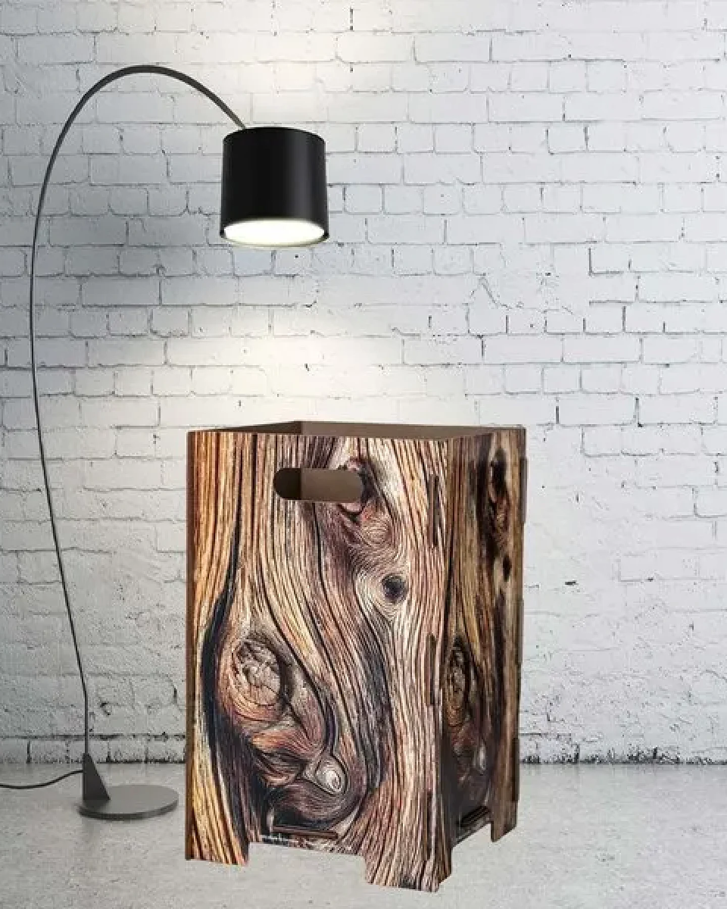 Werkhaus – Papierkorb „Holzdesign / Baumrinde“ (Stecksystem) – Ansicht 3