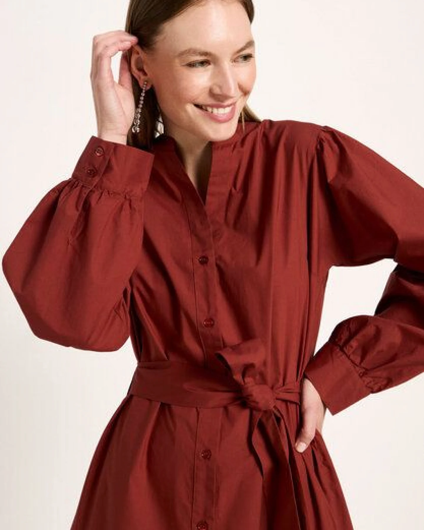 LANIUS Langarm-Kleid mit Kräuseln – Ansicht 4