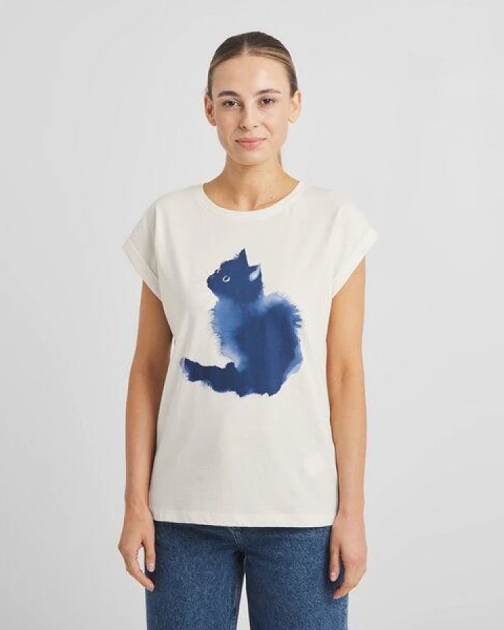 DEDICATED Damen T-Shirt Visby Watercolor Cat