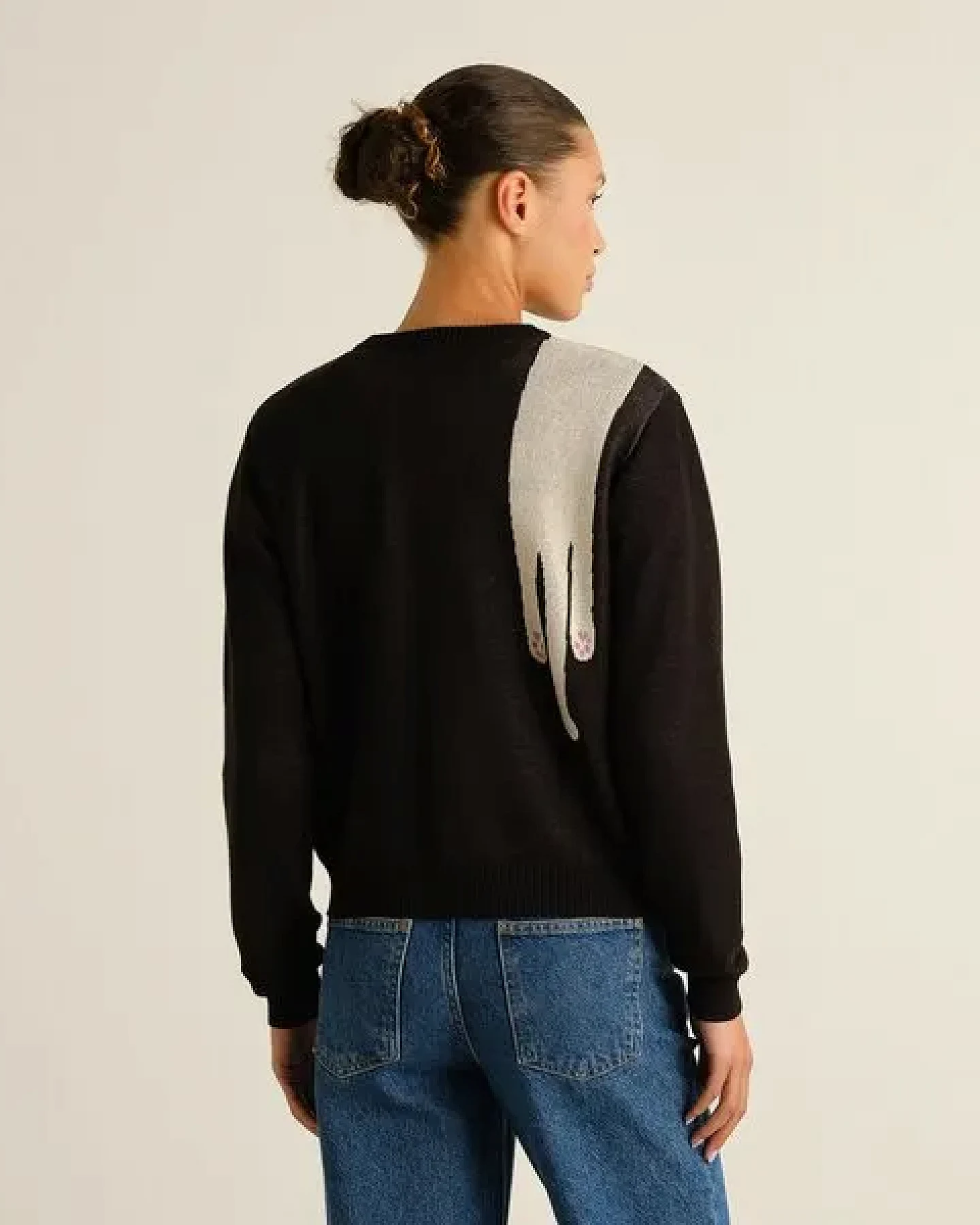 DEDICATED Damen Strickpullover Arendal Long Cat Black – Ansicht 2