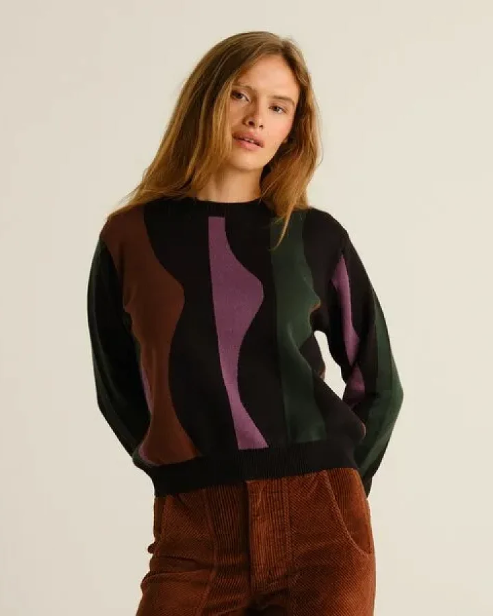 DEDICATED Damen Strickpullover Arendal Wavy Stripe