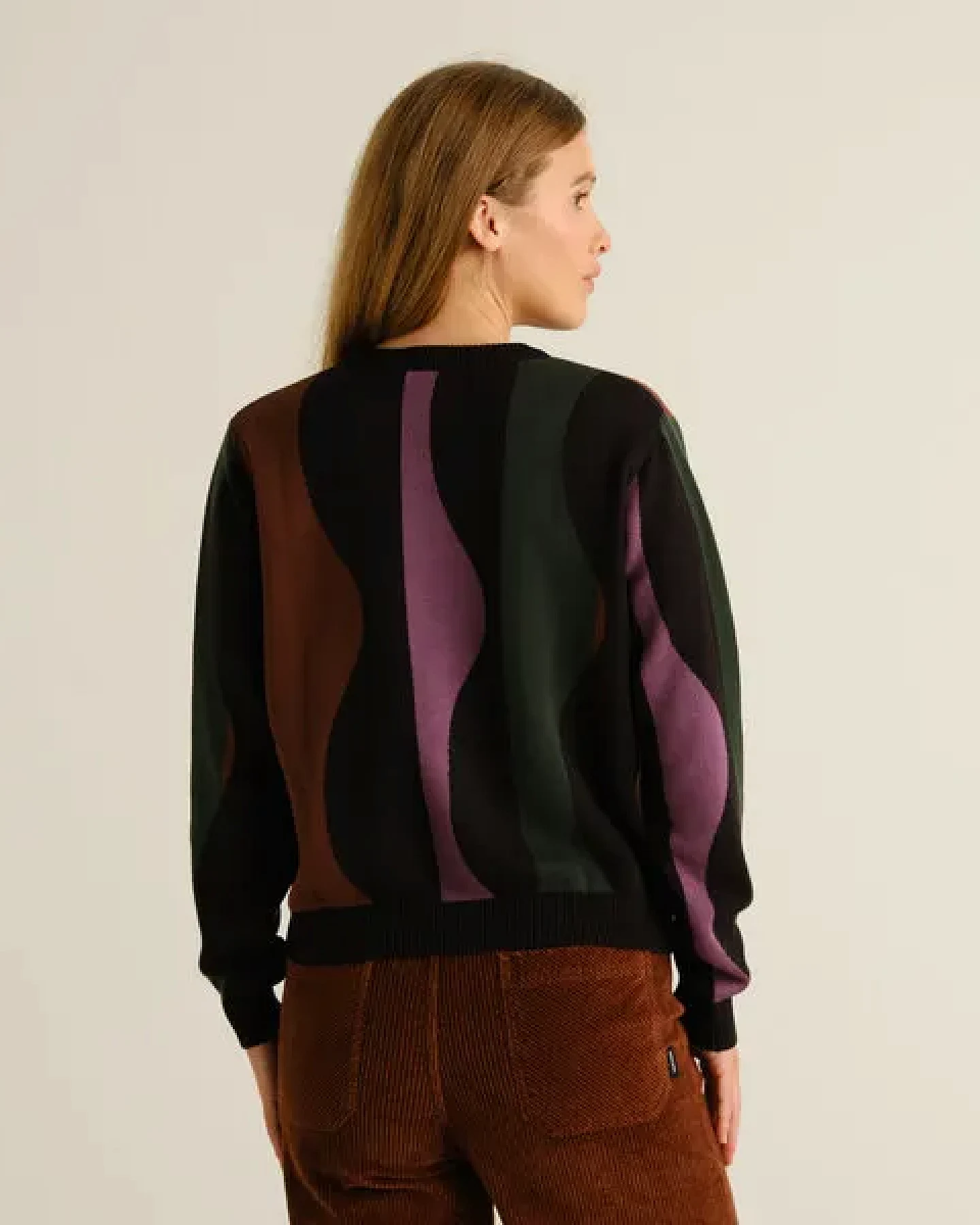 DEDICATED Damen Strickpullover Arendal Wavy Stripe – Ansicht 2