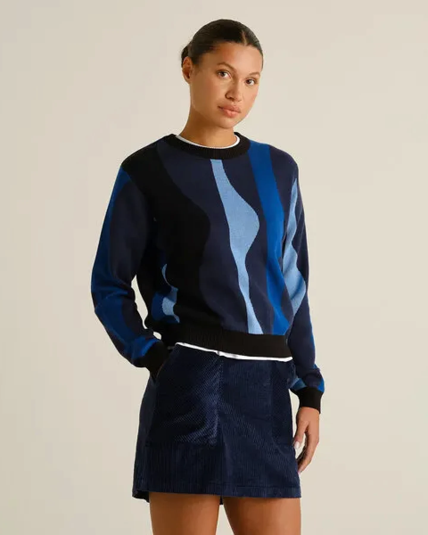 DEDICATED Damen Strickpullover Arendal Wavy Stripe – Ansicht 4