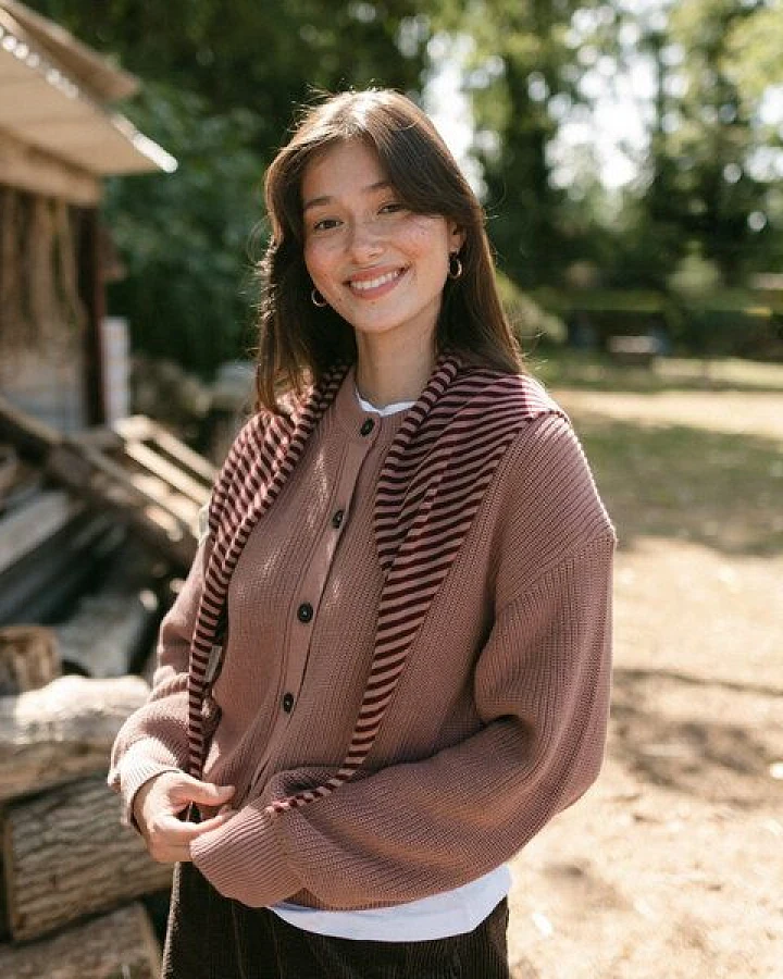 NORDLICHT Grobstrick Rundhals Cardigan aus 100% Baumwolle ROMY