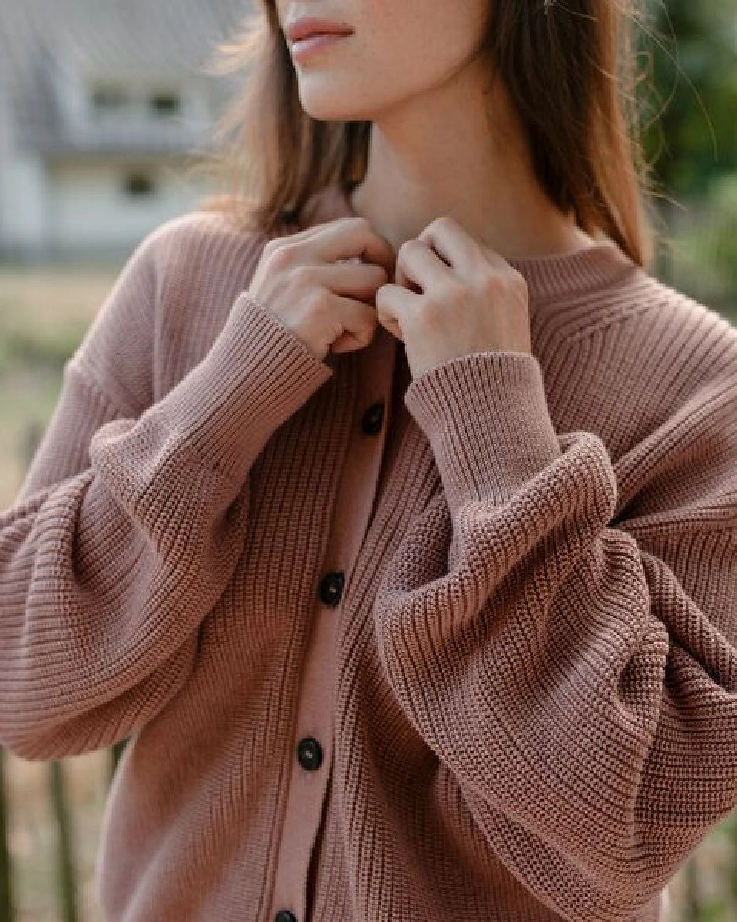NORDLICHT Grobstrick Rundhals Cardigan aus 100% Baumwolle ROMY – Ansicht 3