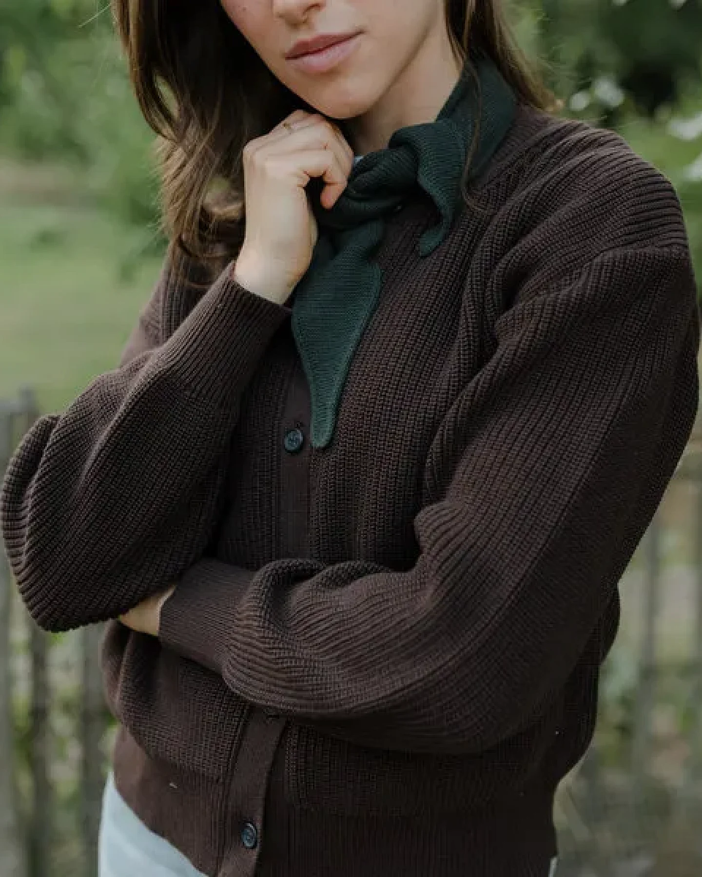 NORDLICHT Grobstrick Rundhals Cardigan aus 100% Baumwolle ROMY – Ansicht 2