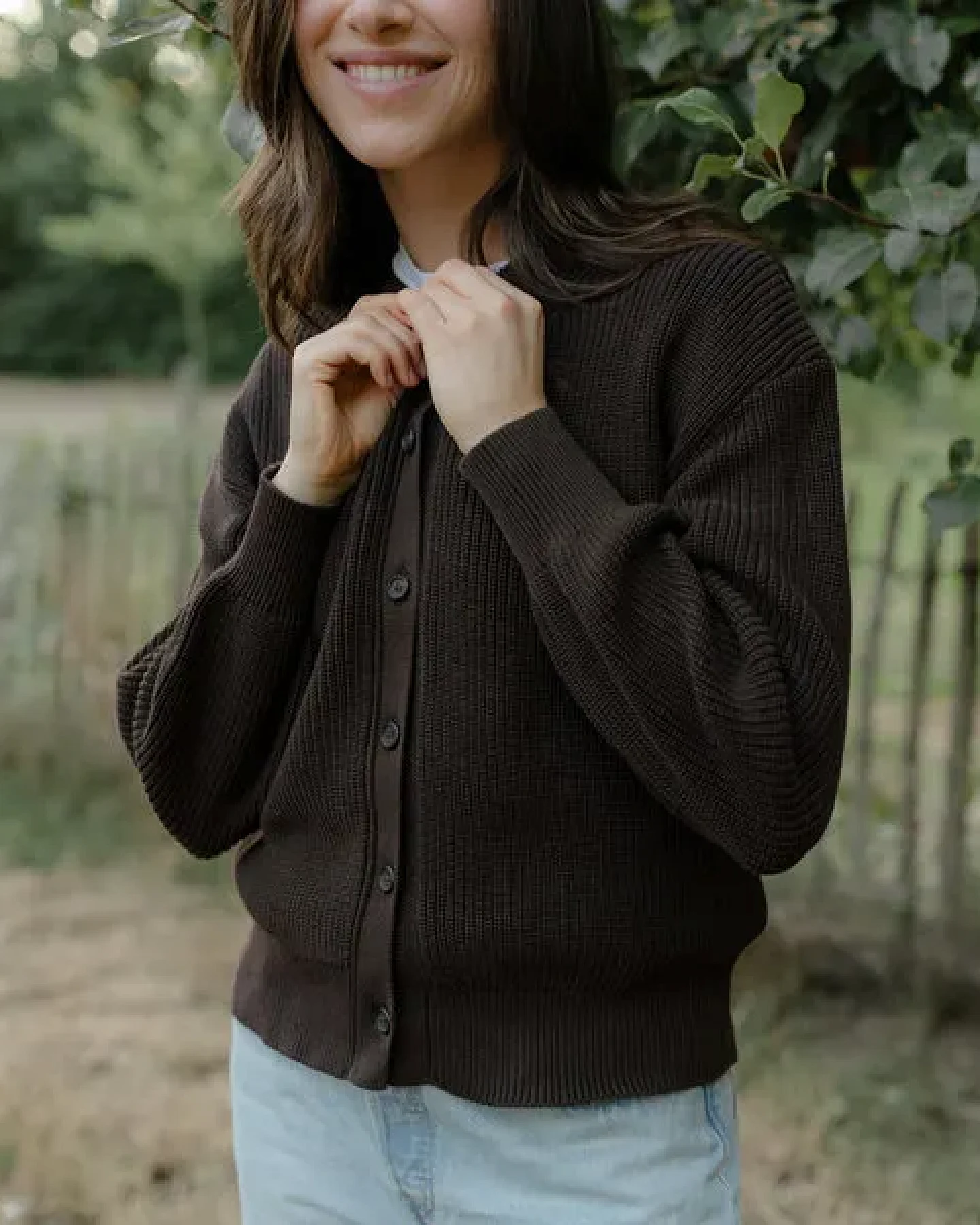 NORDLICHT Grobstrick Rundhals Cardigan aus 100% Baumwolle ROMY – Ansicht 3