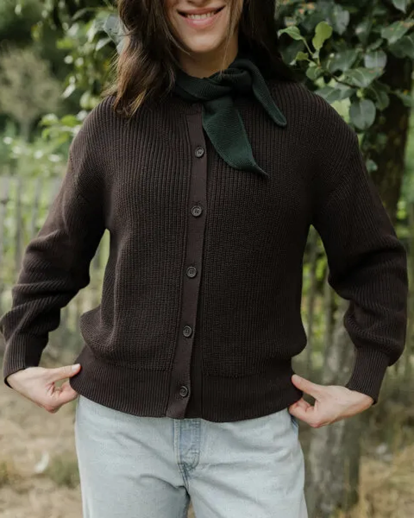 NORDLICHT Grobstrick Rundhals Cardigan aus 100% Baumwolle ROMY – Ansicht 4
