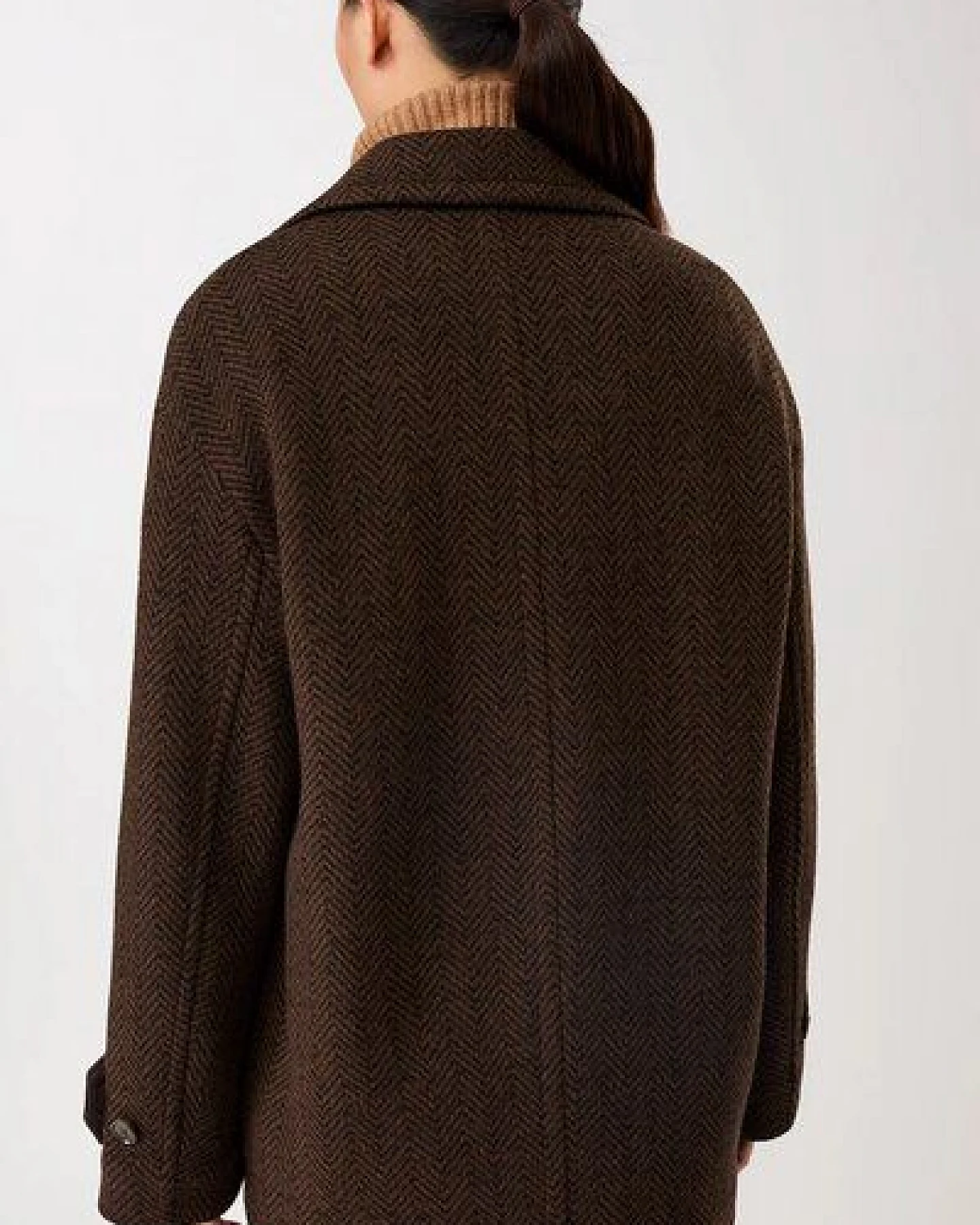 LangerChen - Lange Jacke Cabanstyle in Fischgratmuster – Ansicht 4