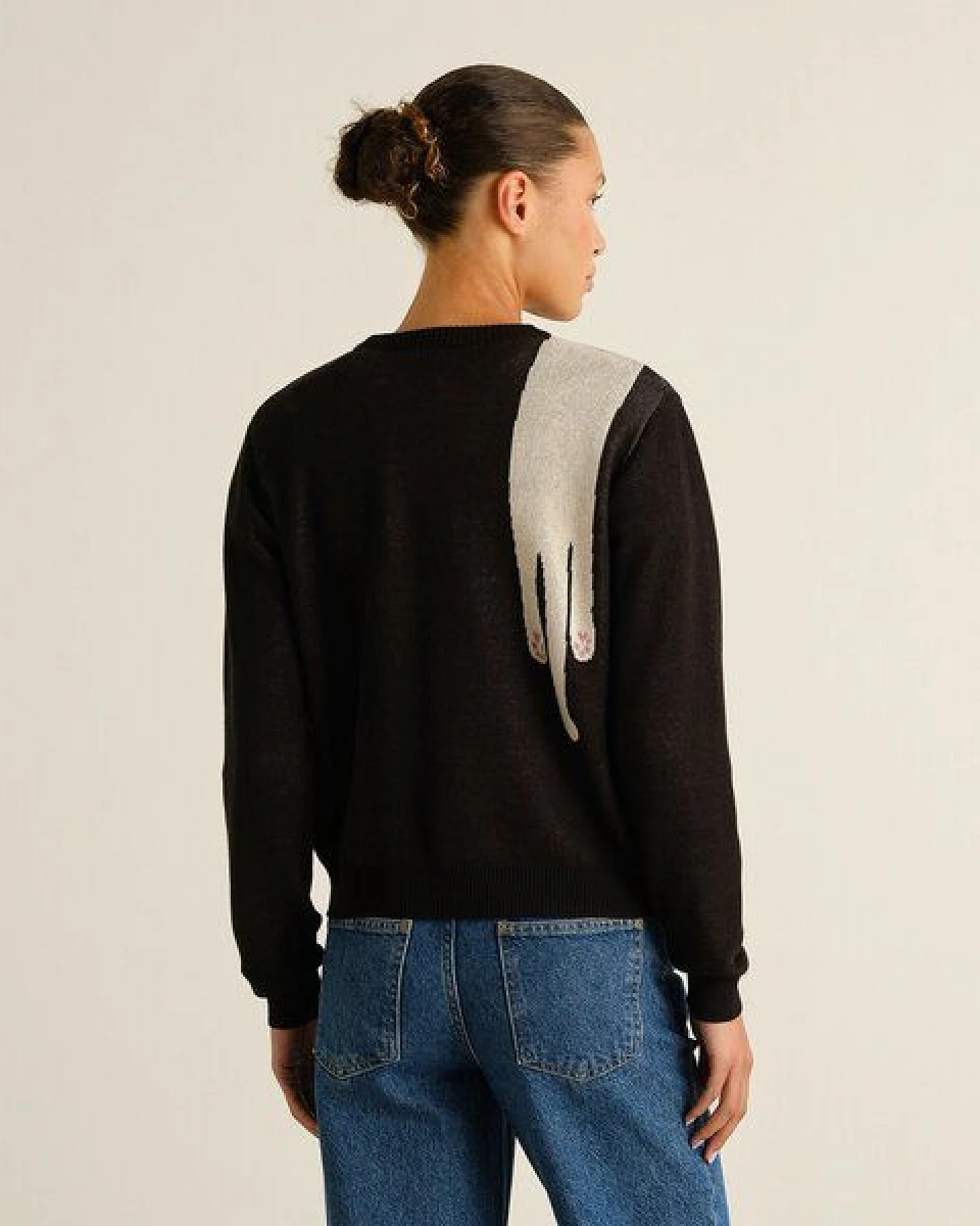 DEDICATED Damen Strickpullover Arendal Long Cat Black – Ansicht 2