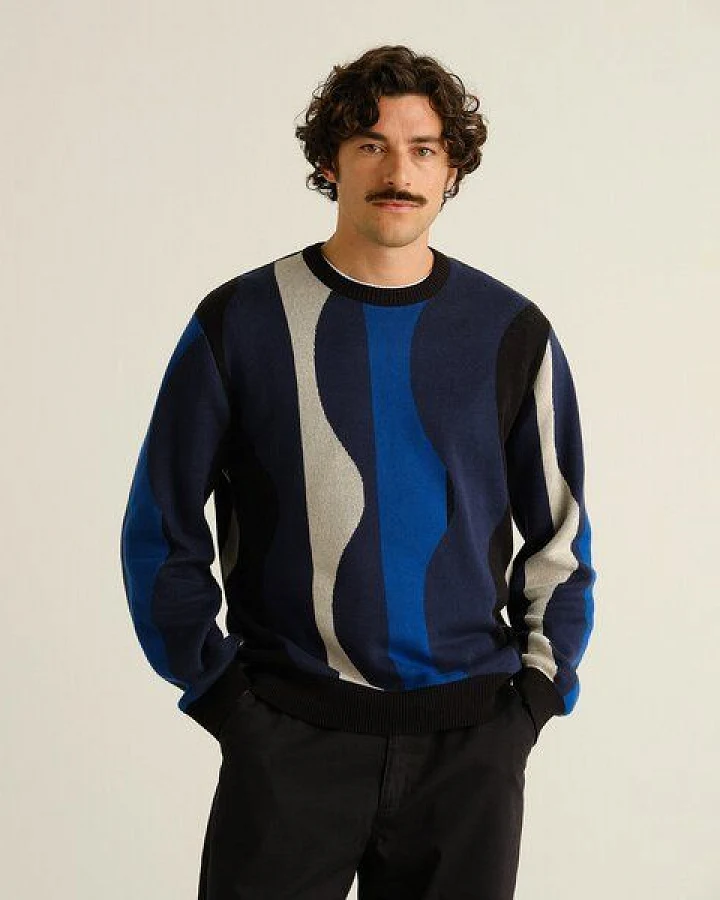 DEDICATED Herren Strickpullover Mora Wavy Stripe