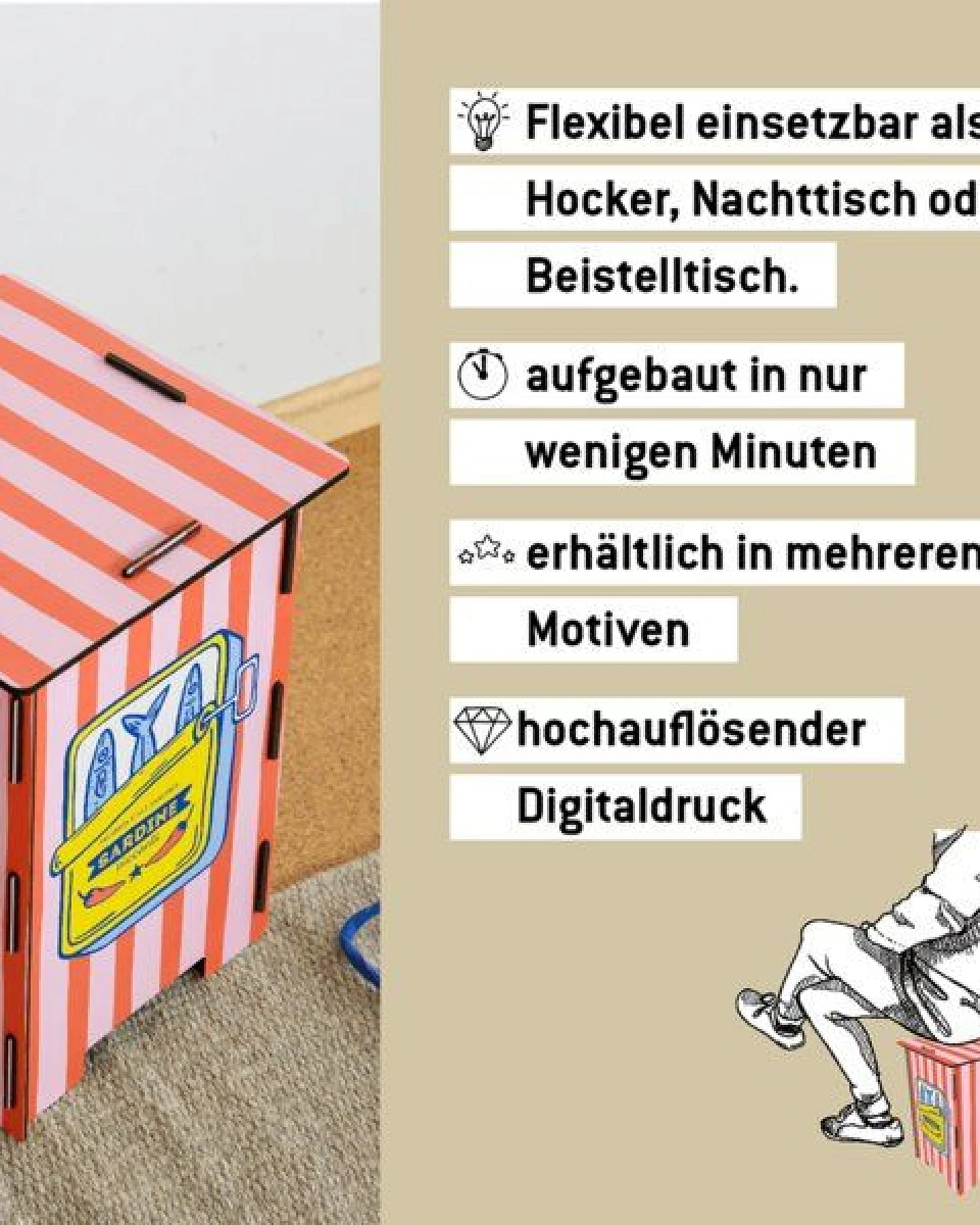 WERKHAUS Photohocker - Sardinen – Ansicht 3