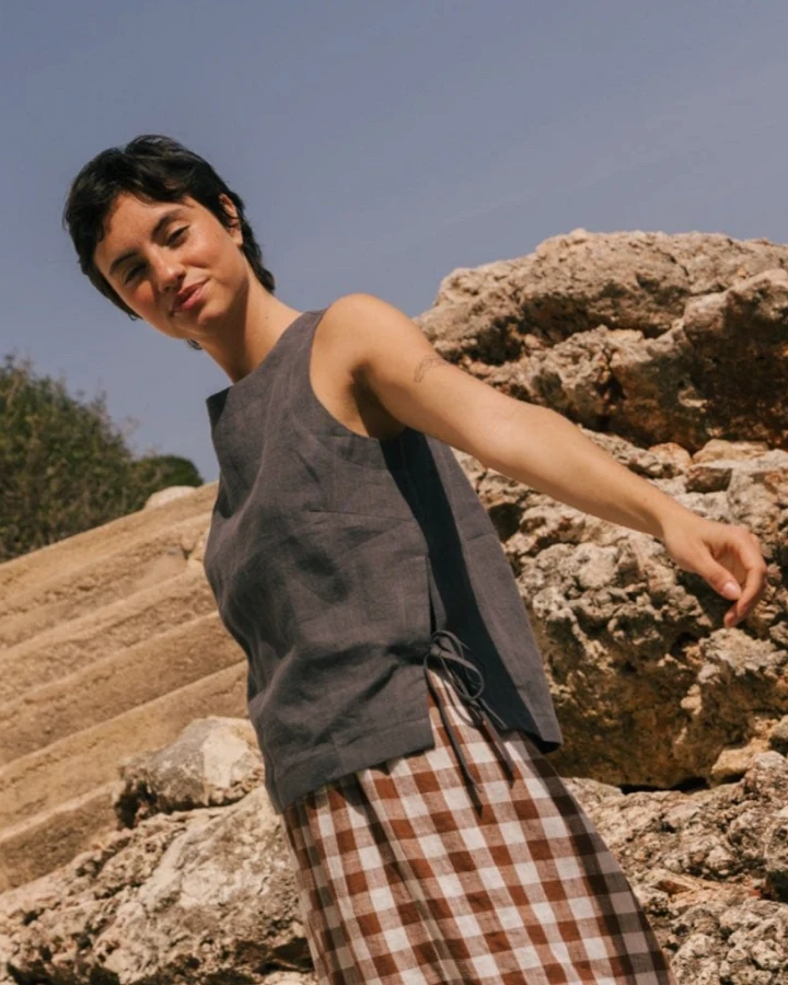 AmourLinen Damen vegan Top Rosie Anthrazit