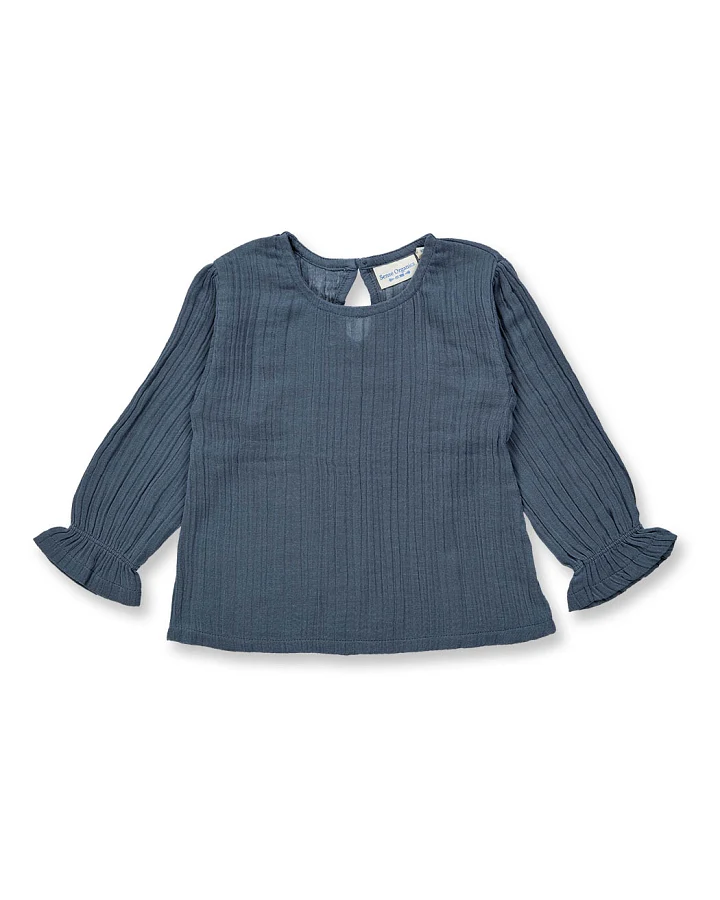 Mädchenbluse in blaugrau, Modell LOBA