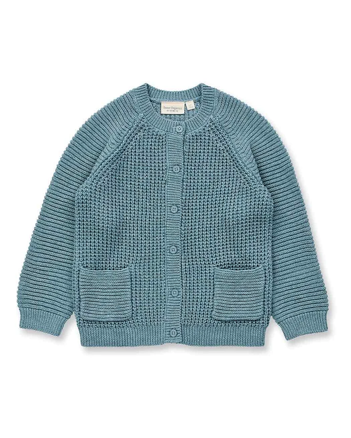 Kinder Strickjacke in salbeigrün mélange, Modell TULIA