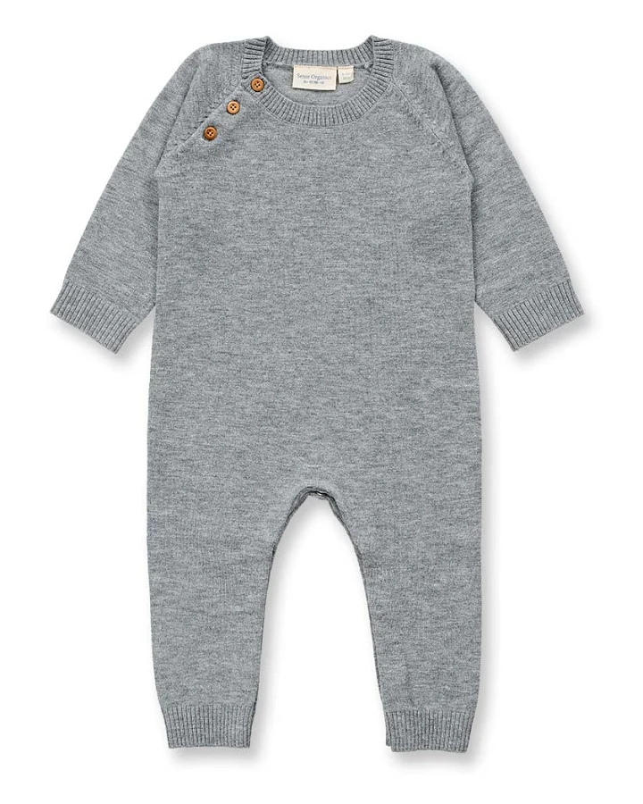 Baby Strickstrampler in grau mélange, Modell ESKE